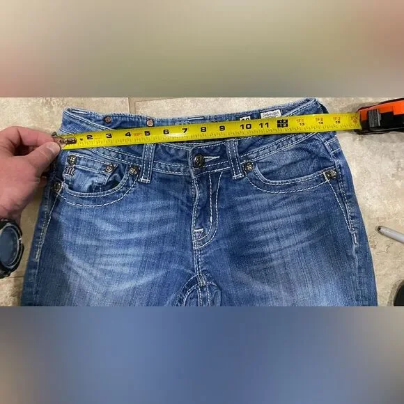 Miss Me Bootcut Jeans 28x34 Embellished back pockets Stretch Denim EUC - Picture 13 of 15